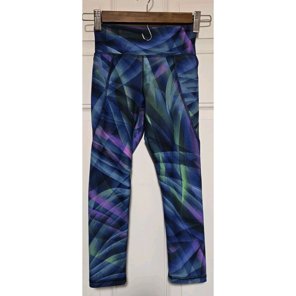 Old Navy Active Powersoft Leggings Kids Girls Size 7-8 Small Blue High‎ Rise
